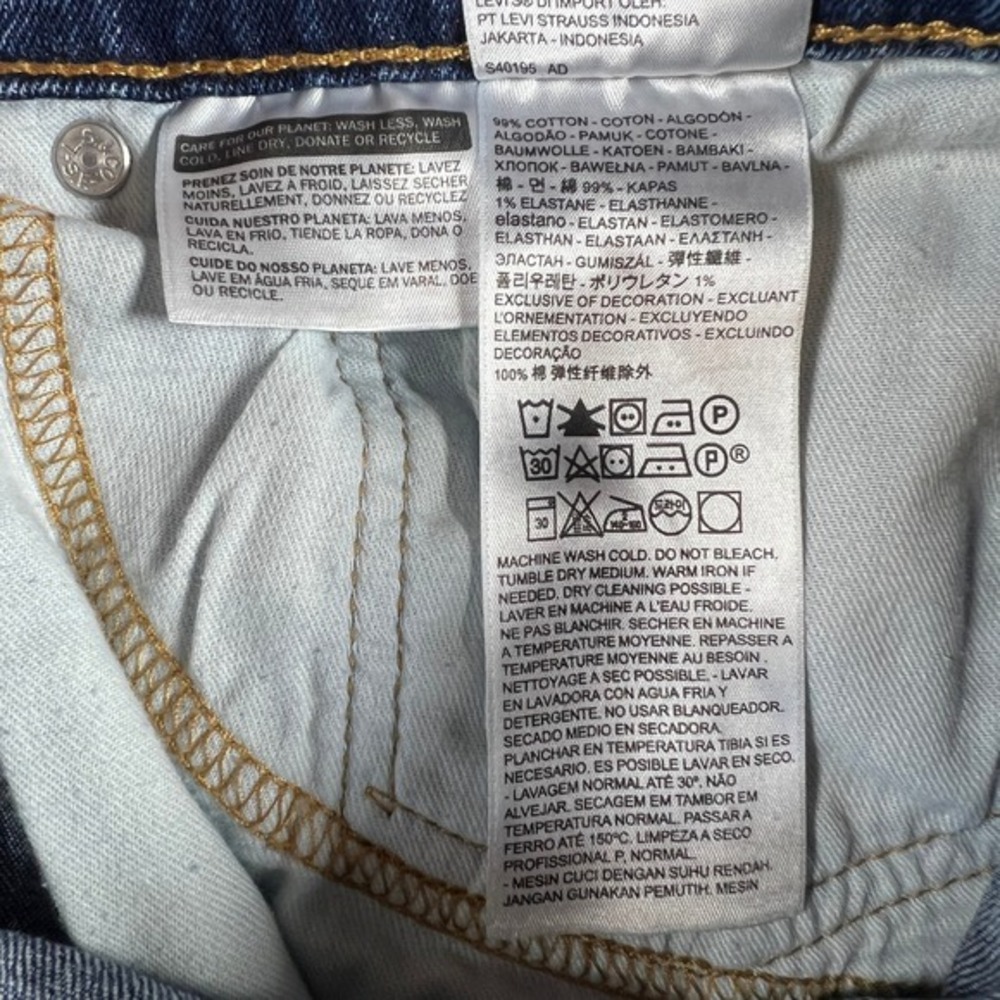 Levis 505 Regular Fit Dark Wash Straight Leg Jeans Mens 38x30 Blue Denim - Picture 10 of 11